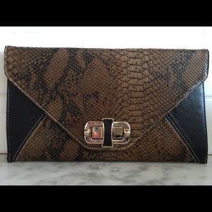 Two Tone Faux Leather Embossed Convertible Bag